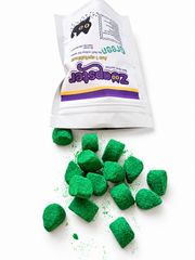 Zoapster Green Bath Sprinkles pouch beside green bath sprinkles.